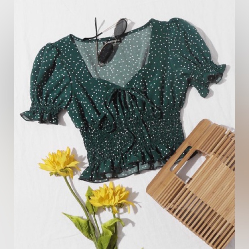 Green Polka Dot Women's Top